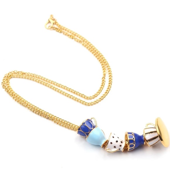 Custom teacup charm gold necklace. Tiny colorful coffee cup. Unique style. - Picture 2 of 6